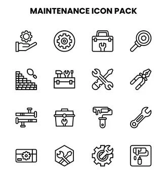 Maintenance Line Vector Icons Pack Stockillustratie
