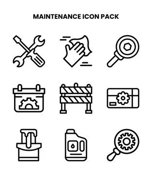 Maintenance Line Vector Icons Pack Stock Illustration