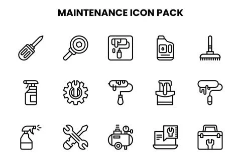 Maintenance Line Vector Icons Pack Stock Illustration