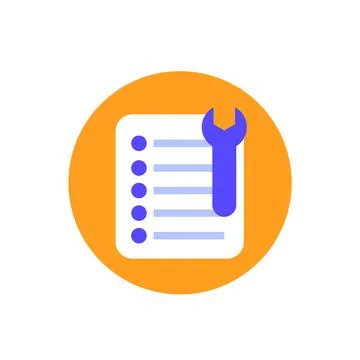 Maintenance list, checkup icon, flat vector Stock Illustration