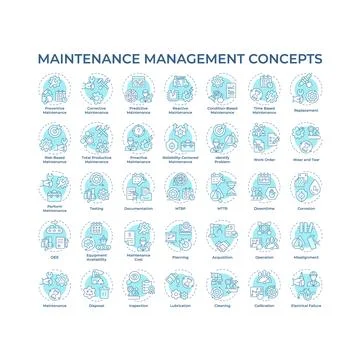 Maintenance management soft blue concept icons Stock Illustration