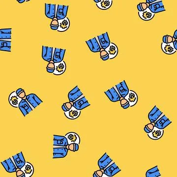 Maintenance mechanic repair worker vector seamless pattern Illustrazione stock
