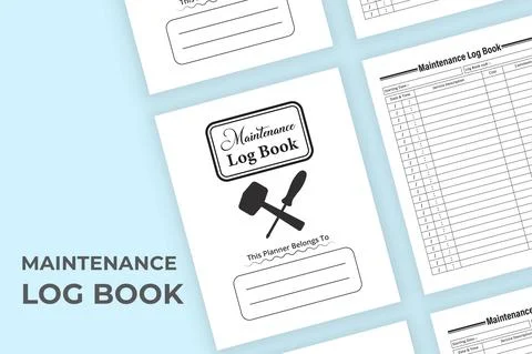 Maintenance notebook KDP interior. Office maintenance tracker and cost checke Stock Illustration