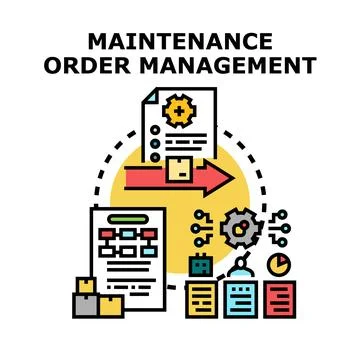 Maintenance order management system concept illustrating process flow 库存插图