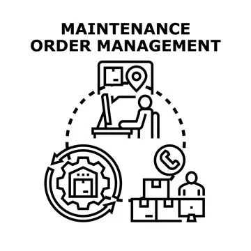 Maintenance order management system process concept Stock Illustration