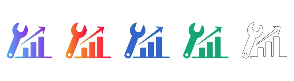 Maintenance Performance Growth Icon Set イラスト素材