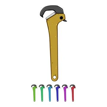 Maintenance pipe wrench cartoon vector graphic Stock Illustration