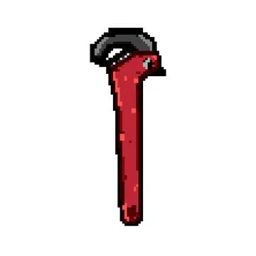 Maintenance pipe wrench pixel art vector illustration Stock Illustration