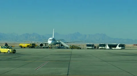 Maintenance of plane by airport ground services Stock Footage 59676113