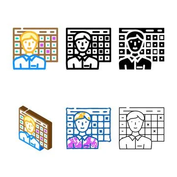Maintenance planner repair forms worker color icon vector Stock Illustration