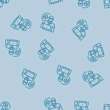 Maintenance planner repair worker line seamless pattern Stock Illustration