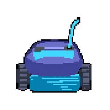 Maintenance pool cleaning robot pixel art vector illustration Stock Illustration