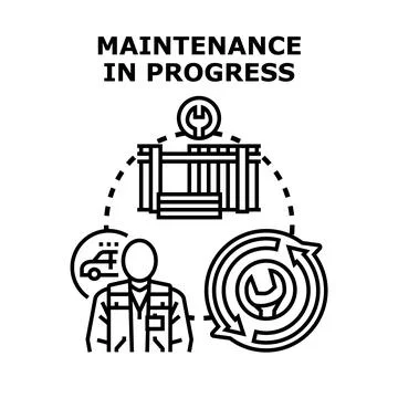 Maintenance in progress concept illustrating service lifecycle Stock Illustration