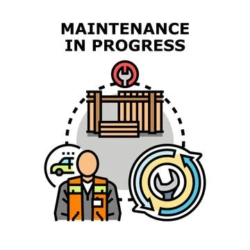 Maintenance in progress concept illustrating service lifecycle Stockillustratie