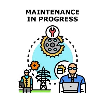 Maintenance in progress concept illustrating system repair Stock Illustration