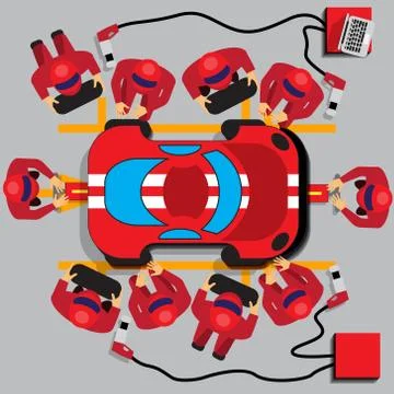 Maintenance of a racing car. Stock Illustration
