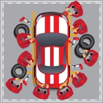 Maintenance of a racing car. Stock Illustration