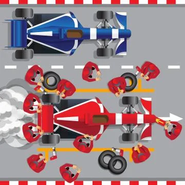 Maintenance of a racing car. Stock Illustration