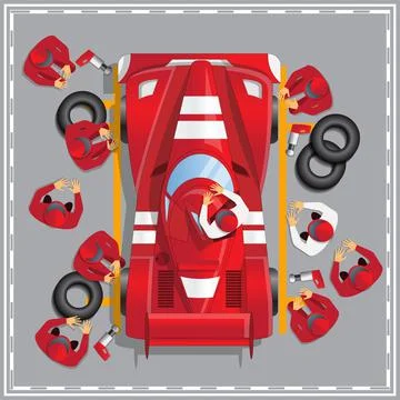 Maintenance of a racing car. Stock Illustration