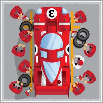 Maintenance of a racing car. Stock Illustration