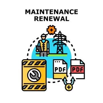 Maintenance renewal process with engineering documents vector Stock Illustration