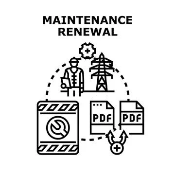 Maintenance renewal process with engineering documents vector Stock Illustration