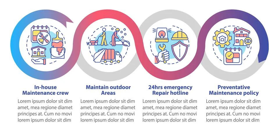 Maintenance, repairs and remodeling loop infographic template Stock Illustration
