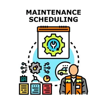 Maintenance scheduling service planning and managing system Illustrazione stock