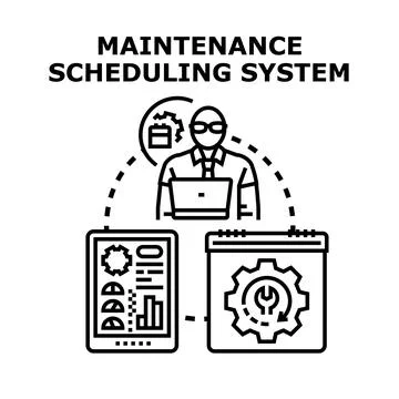 Maintenance scheduling system managing industrial service management Stock Illustration