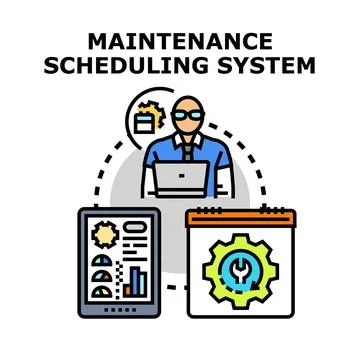 Maintenance scheduling system managing industrial service management 库存插图