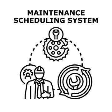 Maintenance scheduling system providing organized industrial service Illustrazione stock