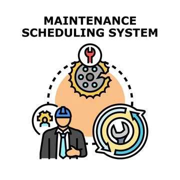 Maintenance scheduling system providing organized industrial service Stock Illustration
