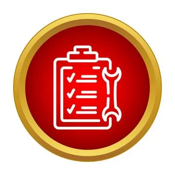 Maintenance service checklist icon with spanner tool Stock Illustration