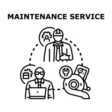 Maintenance service concept with engineers and equipment repair Stock Illustration