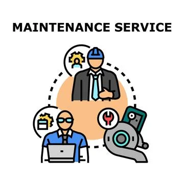 Maintenance service concept with engineers and equipment repair Stock Illustration