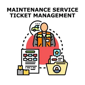 Maintenance service ticket management system process concept 스톡 일러스트