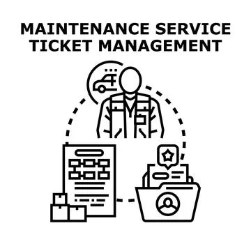 Maintenance service ticket management system process concept Stock Illustration