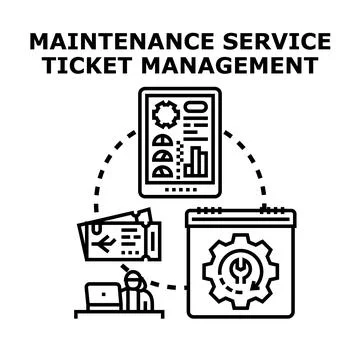 Maintenance service ticket management system workflow concept 스톡 일러스트
