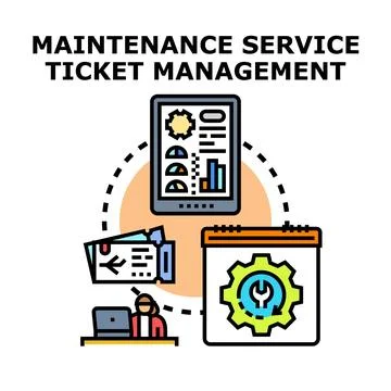 Maintenance service ticket management system workflow concept Stock Illustration
