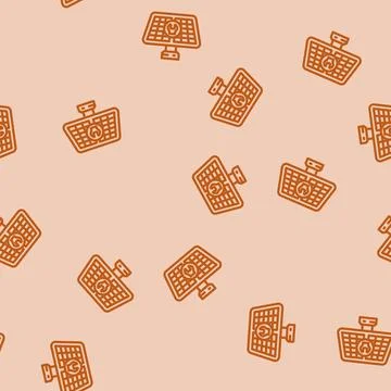 Maintenance solar panel line vector seamless pattern Stock Illustration