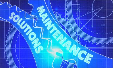 Maintenance Solutions on Blueprint of Cogs Stock Illustration