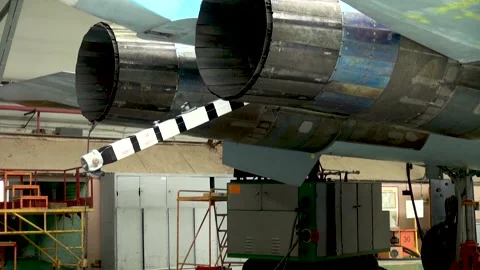 Maintenance of Su-33. Special hook with which the plane clings to brake cables. Stock Footage 135258185