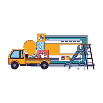 Maintenance support technology web cartoon Illustrazione stock