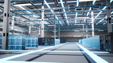 Maintenance, system upgrades and AI hardware mainframes in data center Foto stock