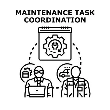 Maintenance task coordination planning work process イラスト素材