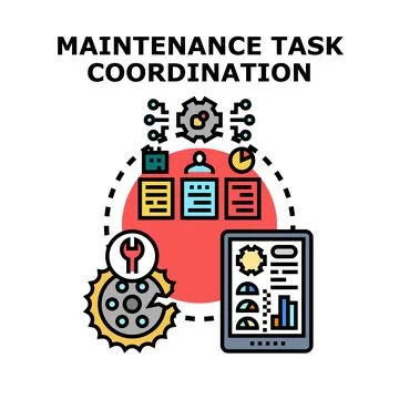 Maintenance task coordination planning work process イラスト素材