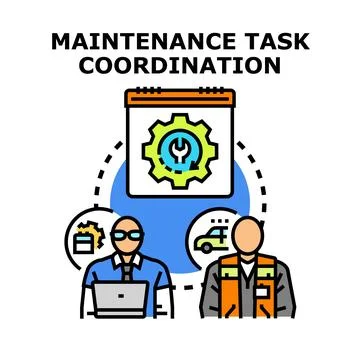 Maintenance task coordination planning work process Stock Illustration