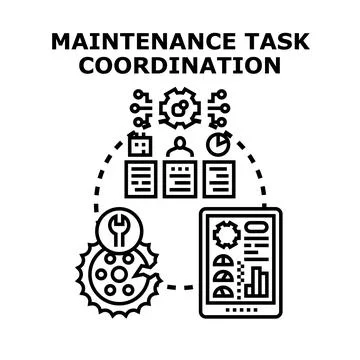 Maintenance task coordination planning work process Stock Illustration