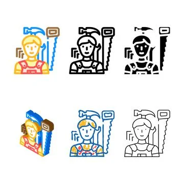 Maintenance technician simplified repair worker color icon vector Stock Illustration