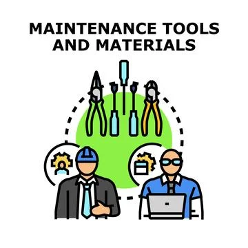 Maintenance technicians planning repair work using tools Stock Illustration